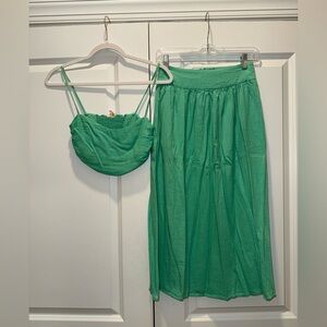 Olivaceous Vibrant Green Skirt Set